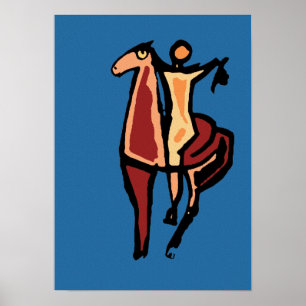 Poster Cowboy à cheval Abstrait 2