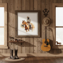 cowboy à cheval brun aussi, personnalisable