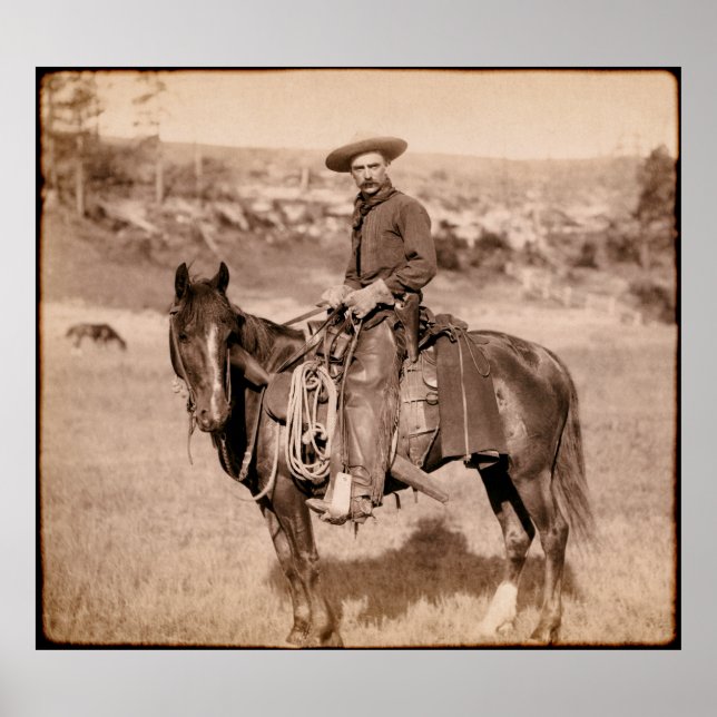 Poster COWBOY AMÉRICAIN CLASSIQUE c. 1888 (Devant)