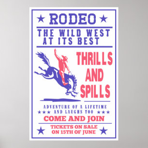 Poster cowboy américain de rodéo buccant bronco