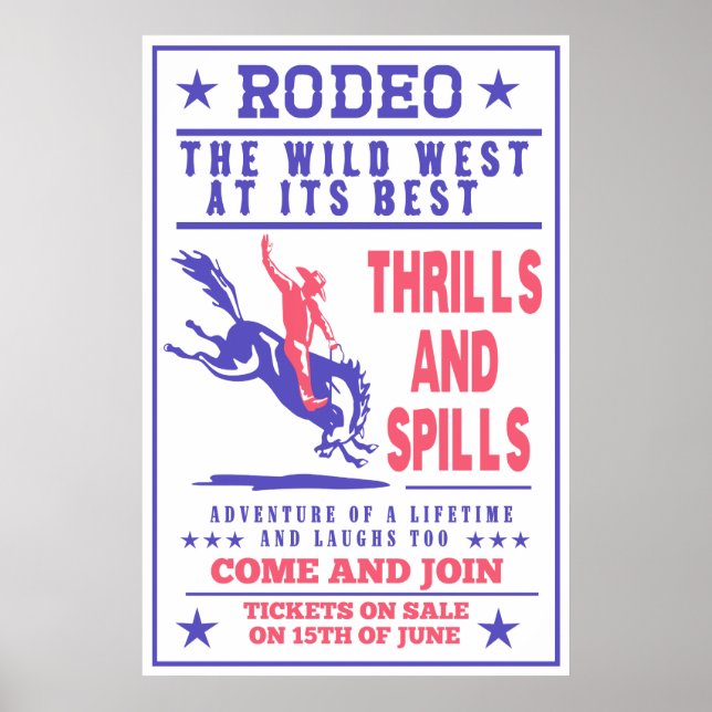 Poster cowboy américain de rodéo buccant bronco (Devant)