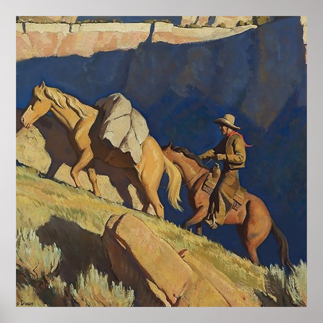 Poster "Cowboy and Pack Horse" de Maynard Dixon (Devant)