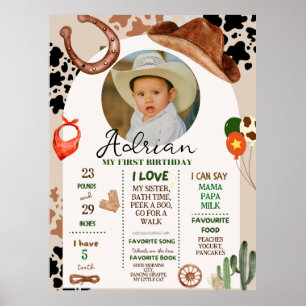 Poster Cowboy Anniversaire 1er Rodéo Anniversaire