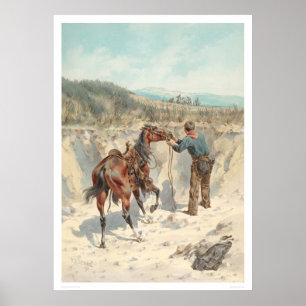 Poster Cowboy avec le cheval dans Arroyo… (1324)