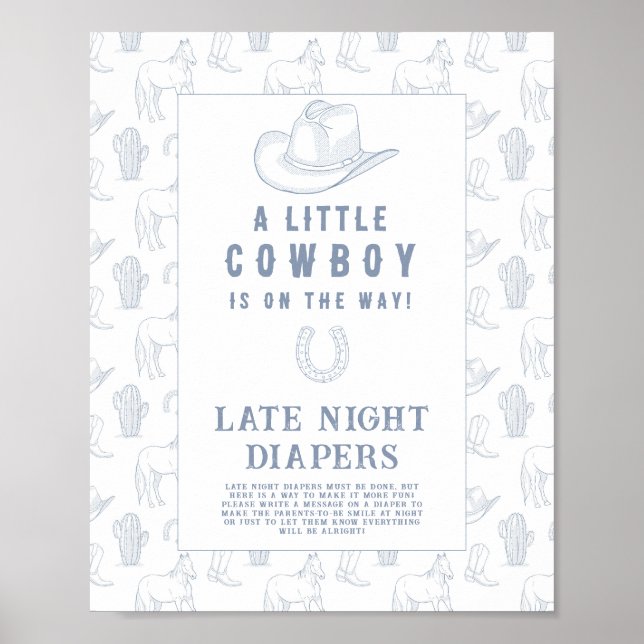Poster Cowboy baby shower Late nuit couches jeu (Devant)