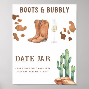 Poster Cowboy bottes bulles douche nuptiale Date idées nu