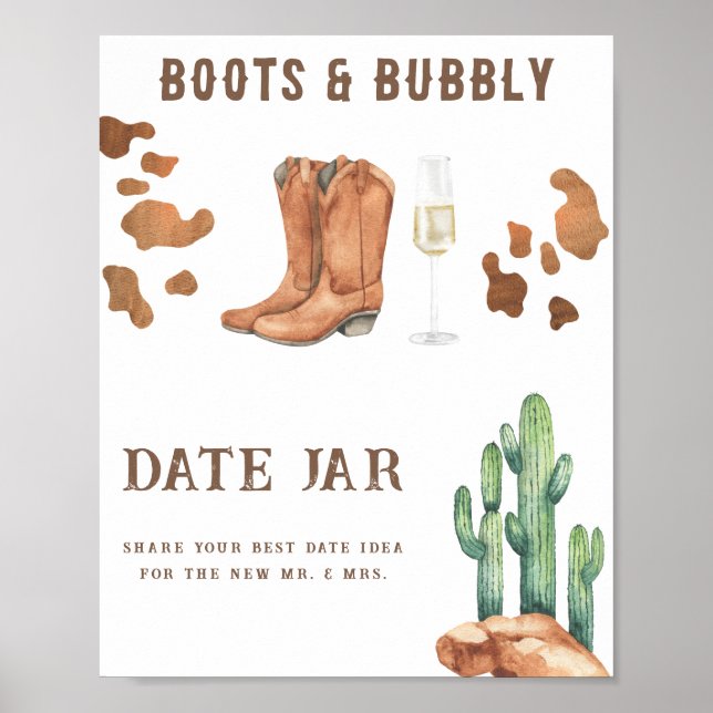 Poster Cowboy bottes bulles douche nuptiale Date idées nu (Devant)