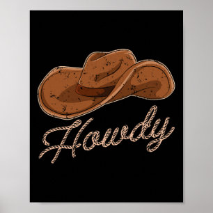 Poster Cowboy Casquette Howdy Western Country Cowboy