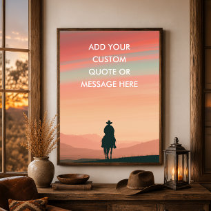 Poster Cowboy Cheval Coucher de soleil - Créez Votre Prop