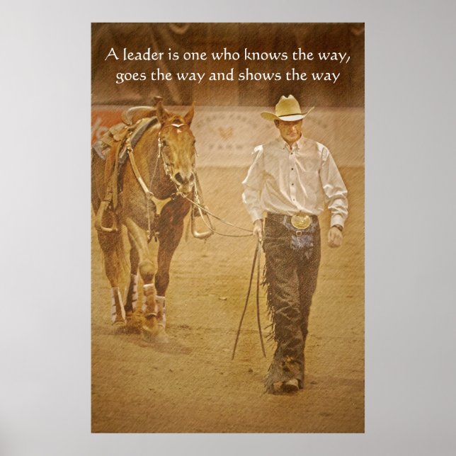 Poster Cowboy Et Horse Leadership imprimé de motivation (Devant)
