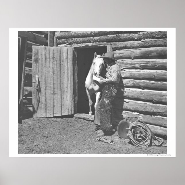 Poster Cowboy lisant une lettre. (Devant)