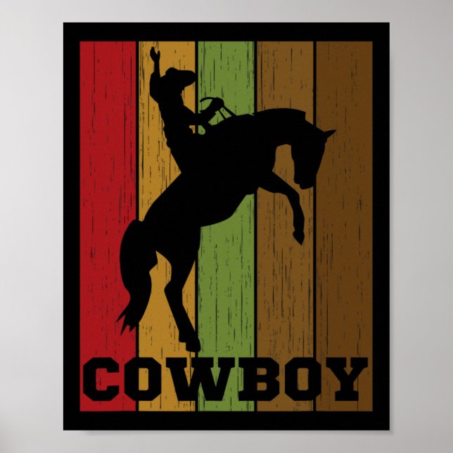 Poster Cowboy Rodeo Horse Rétro Western Cowboy Horseck Ri (Devant)