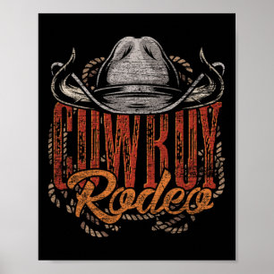 Poster Cowboy Rodeo Western Texan cadeau Pays Bull Ridin