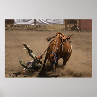Poster Cowboy tombe de l'éclatement de bronc