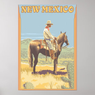 Poster Cowboy (vue de côté) Nouveau Mexique
