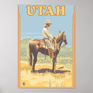 Poster Cowboy (vue de côté) Utah
