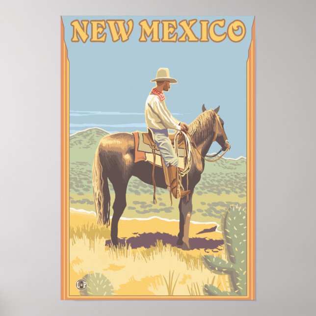 Poster Cowboy (Vue latérale)Nouveau-Mexique (Devant)