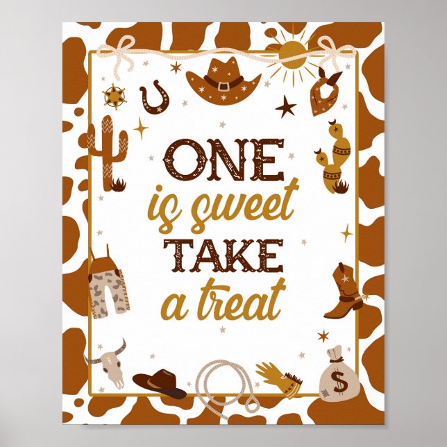 Poster Cowboy Western One Is Sweet Please take a Treat (Devant)