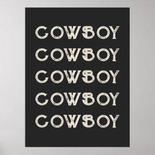 Poster Cowboy Western Typography Wall Art Cabine