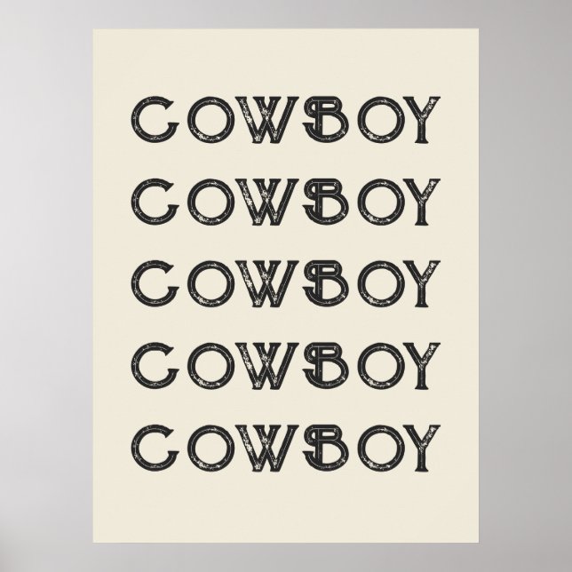 Poster Cowboy Western Typography Wall Art Cabine (Devant)