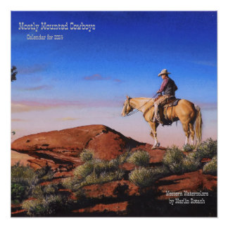 Poster Cowboys et Horses dans l'Ouest