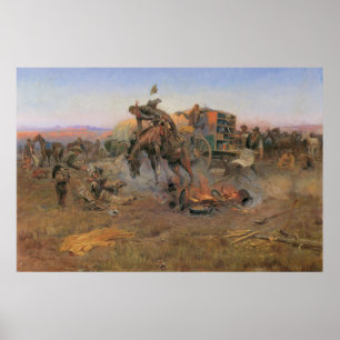 Poster Cowboys vintages, le problème du cuisinier de camp