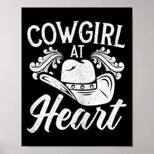 Poster Cowgirl At Heart Western Rodeo Howdy Horseback Rid