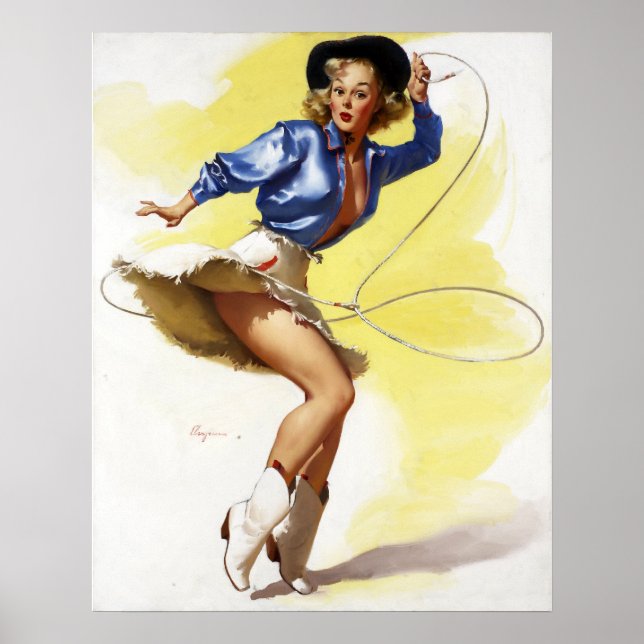 Poster Cowgirl avec Lasso Pin Up (Devant)