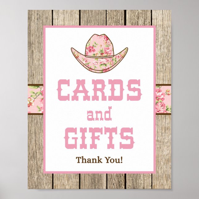 Poster Cowgirl Cartes & Cadeaux Panneau Western Party (Devant)