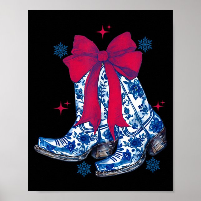 Poster Cowgirl Christmas Funny Coquette Bow Boots Gift Me (Devant)