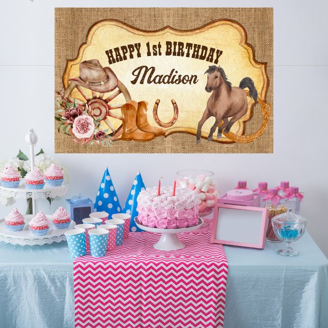 Poster Cowgirl premier rodéo ferme chevaux fête d'anniver (Créateur téléchargé)