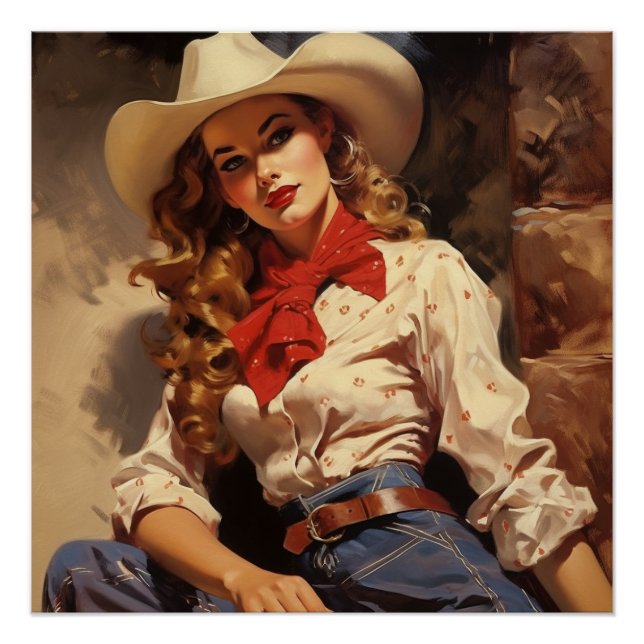 Poster Cowgirl Reverie in Style : Wild West Whispers (Devant)