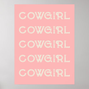 Poster Cowgirl Western Typographie Cabine de Ranch rétro