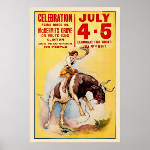 Poster CowgirlCélébration de Rodéo Western des Années 30