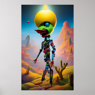 Poster Cowpoke à chapeau jaune - Ken Gage Surreal Art