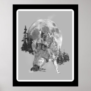 Poster Coyotes Hurleurs Art Animalier Aquarelle Faune