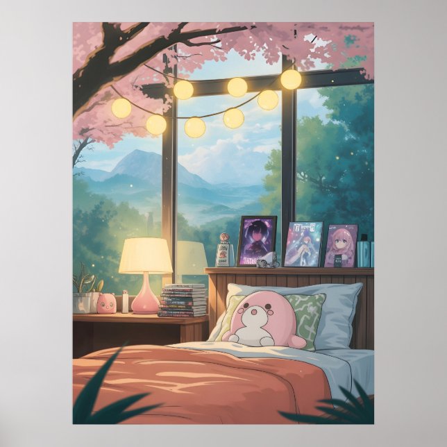 Poster Cozy Anime Bedroom Kawaii Cherry Blossom Anime (Devant)