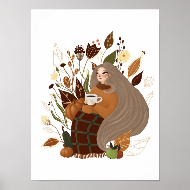 Poster Cozy Autumn Girl (Devant)