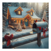 Cozy Christmas Cabin Winter Wonderland