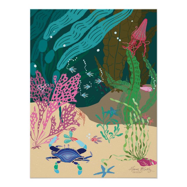 Poster Crabe Bleu Ocean Garden 20" x 26.67" (Devant)