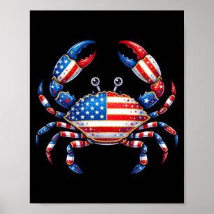 Poster Crabe du drapeau américain patriotique fruits de m
