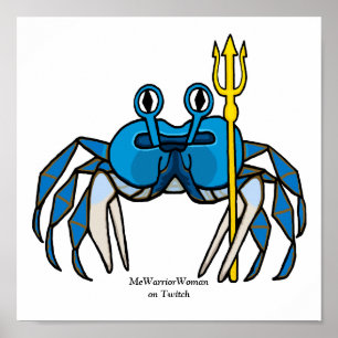 Poster Crabe guerrier bleu, MeWarriorWoman sur Twitch
