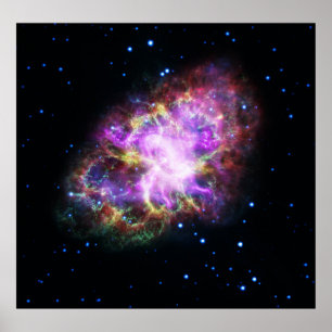 Poster Crabe Nebula Supernova Remnant Hubble Composite