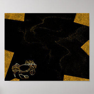 Poster Crabe noir et or Art tropical imprimable