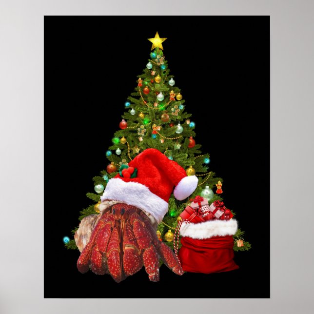 Poster Crabe père Noël Amusant Crabe de Noël Hermite Crab (Devant)