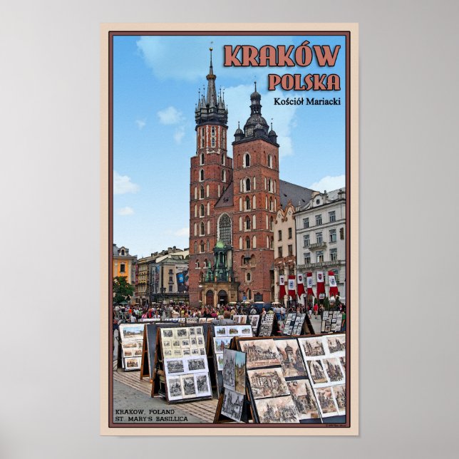 Poster Cracovie - Basilique Saint-Marys (Devant)
