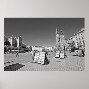 Poster Cracovie, carré principal du marché, Pologne,