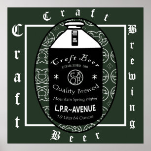 Poster Craft Beer -Growler Green & White Oval Design