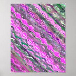 Poster Craie pastel rose et vert Art abstrait