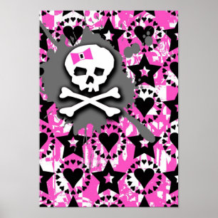 Poster Crâne à cou rose